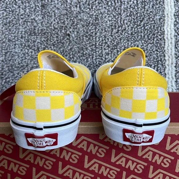 Vans Classic Slip-On Checkerboard Cyber Yellow True White Men’s - Picture 14 of 16